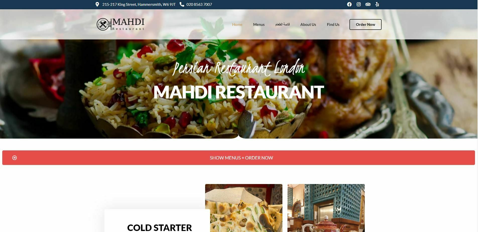 طراحی سایت رستوران در لندن